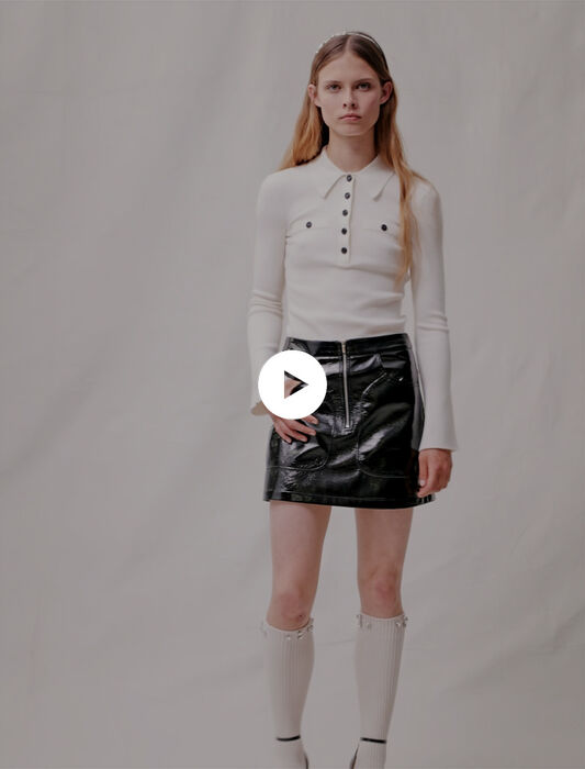 Black-short vinyl skirt