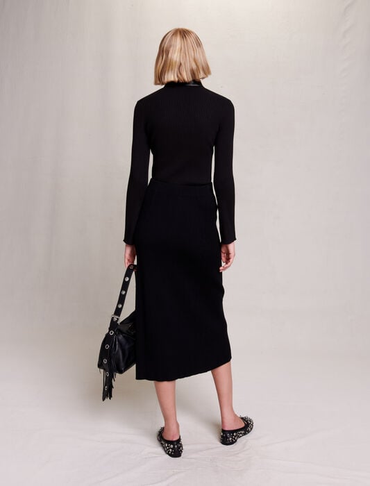 Black-knit maxi skirt