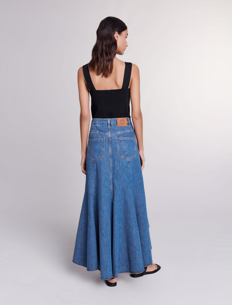 Blue-Asymmetrical denim skirt