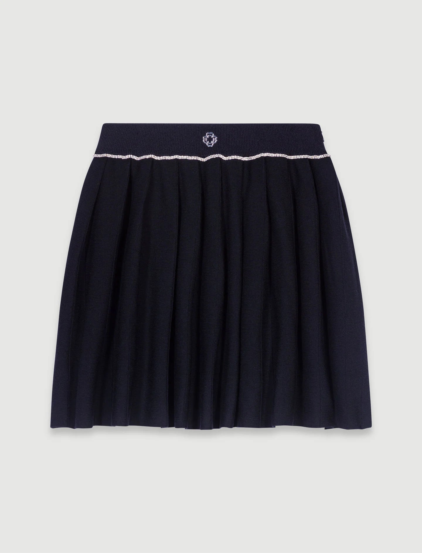 Black-featured-Pleated knit short skirt