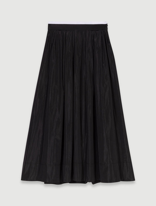 Black  -Long skirt with contrast waistband