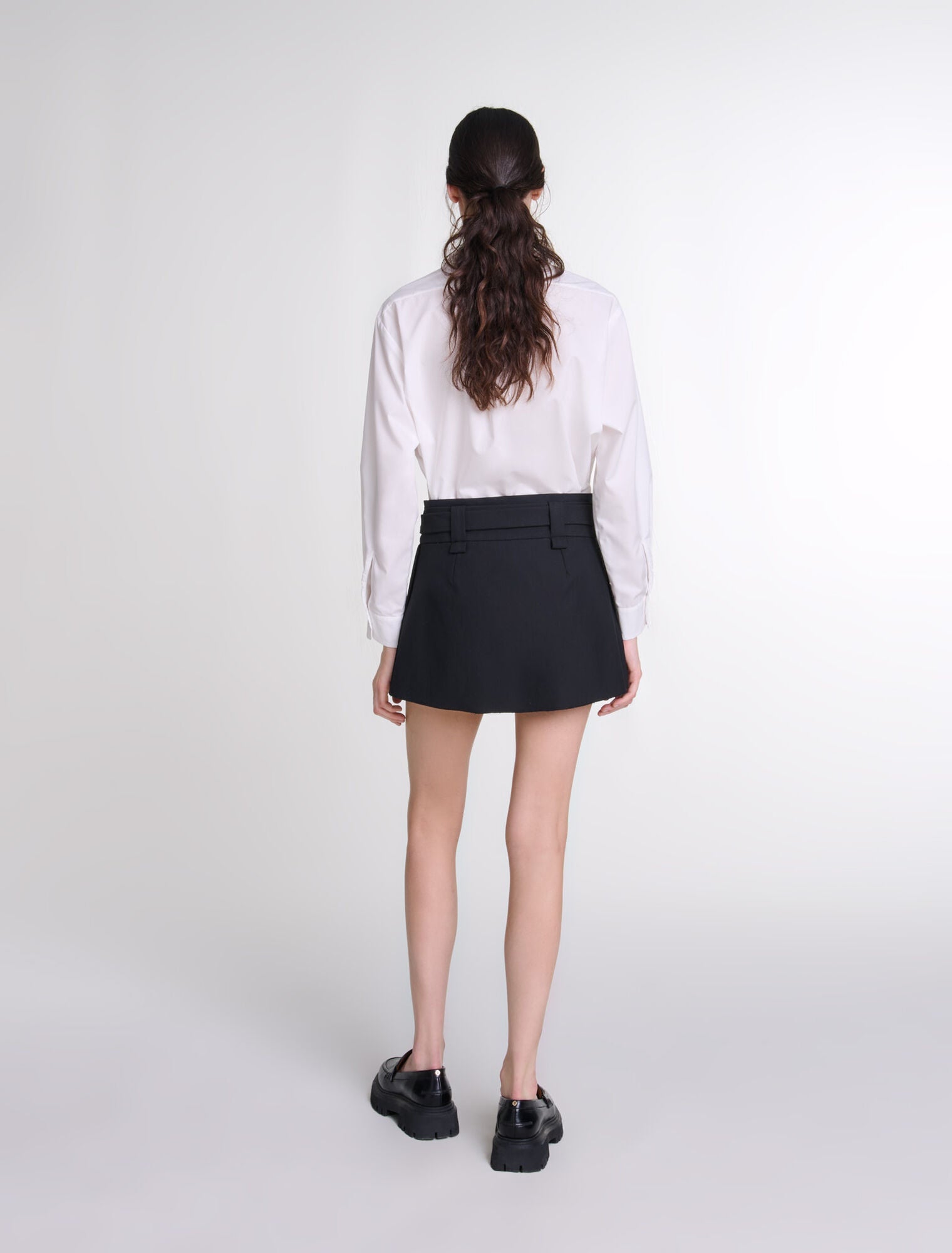 Brown featured-Asymmetrical Pleated Short Skirt