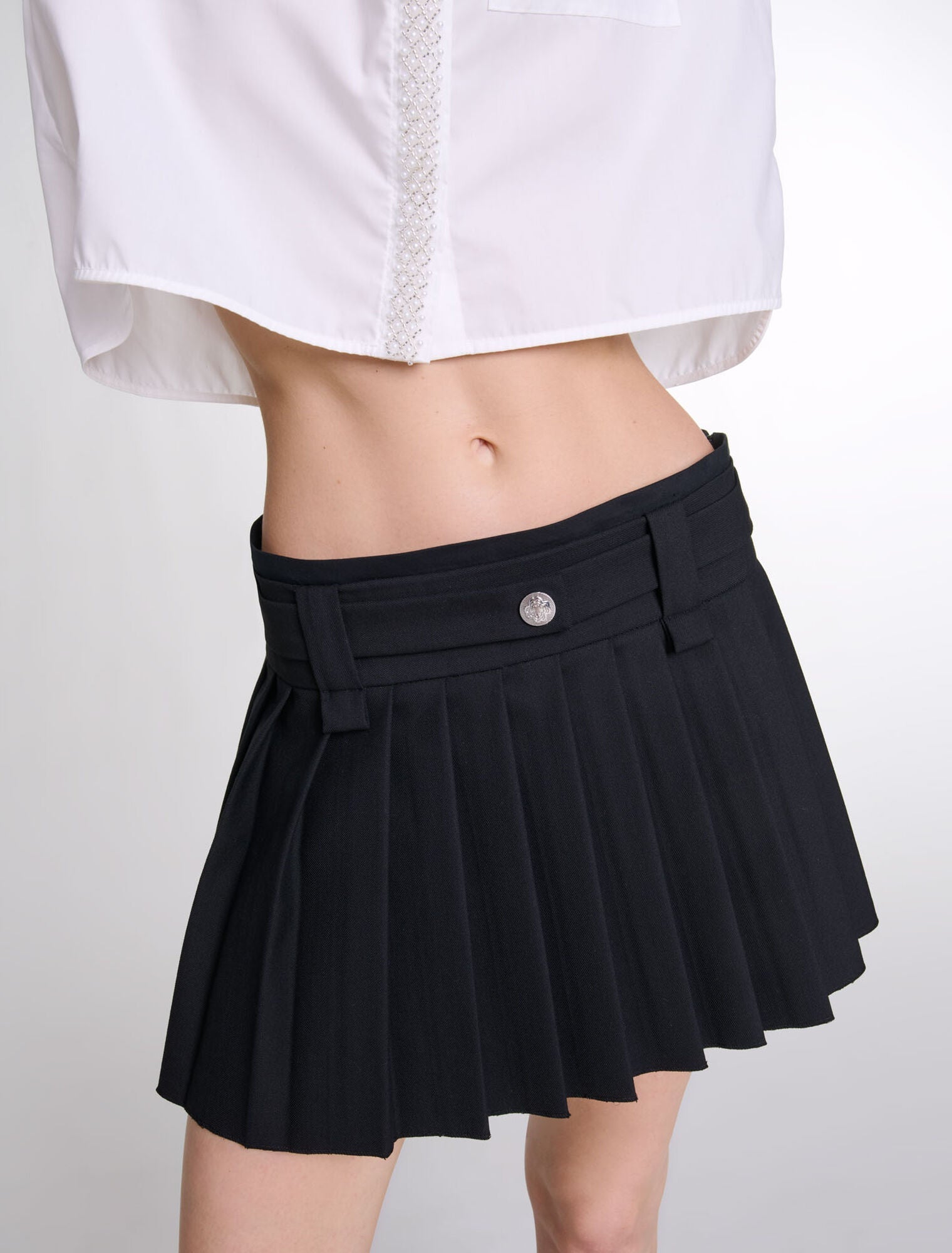 Brown featured-Asymmetrical Pleated Short Skirt