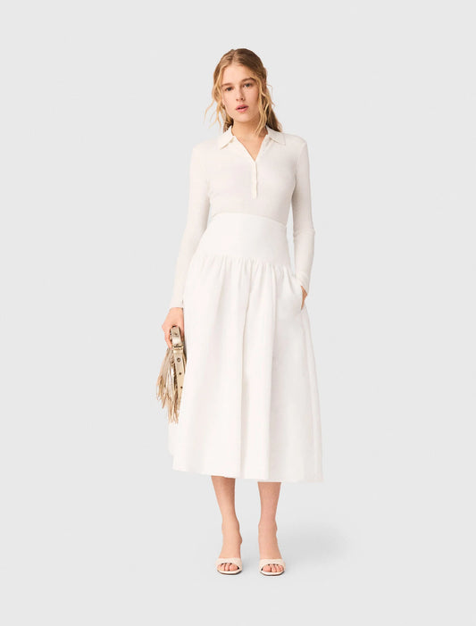 Long Taffeta Skirt White