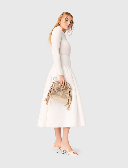 Long Taffeta Skirt White