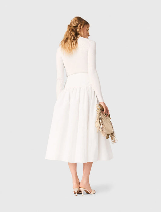 Long Taffeta Skirt White