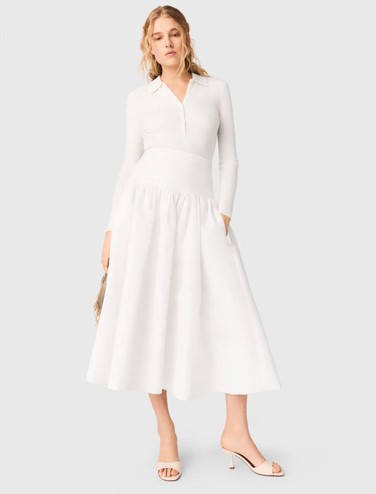 Long Taffeta Skirt White