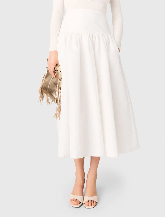 Long Taffeta Skirt White