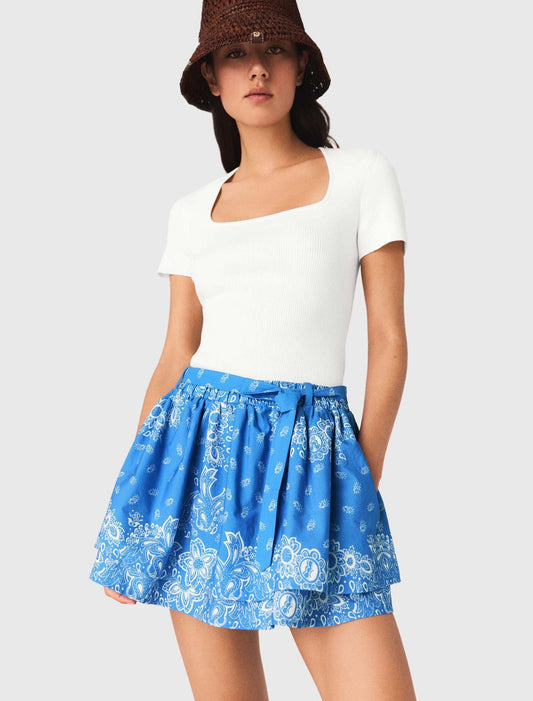 Printed ruffled skirt Sky Blue Bandana Print