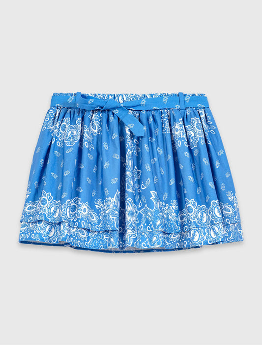Printed ruffled skirt Sky Blue Bandana Print