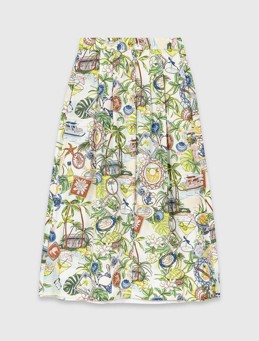 Printed maxi skirt with shorts Postcard Print