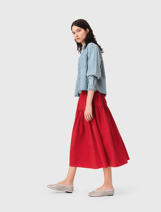 Long gathered skirt Red