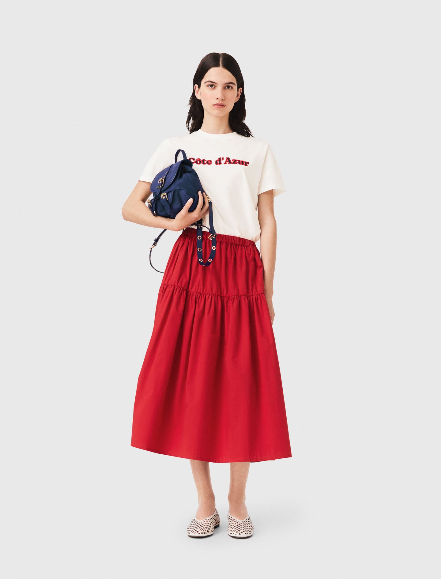Long gathered skirt Red
