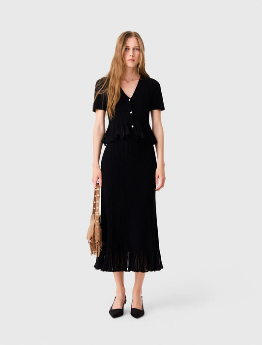 Knit skirt with peplum hem Black