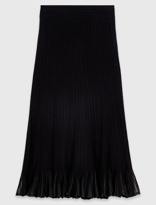 Knit skirt with peplum hem Black