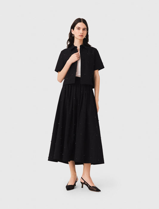 Long beaded and rhinestone skirt Black