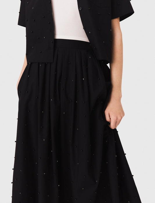 Long beaded and rhinestone skirt Black