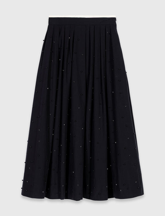 Long beaded and rhinestone skirt Black