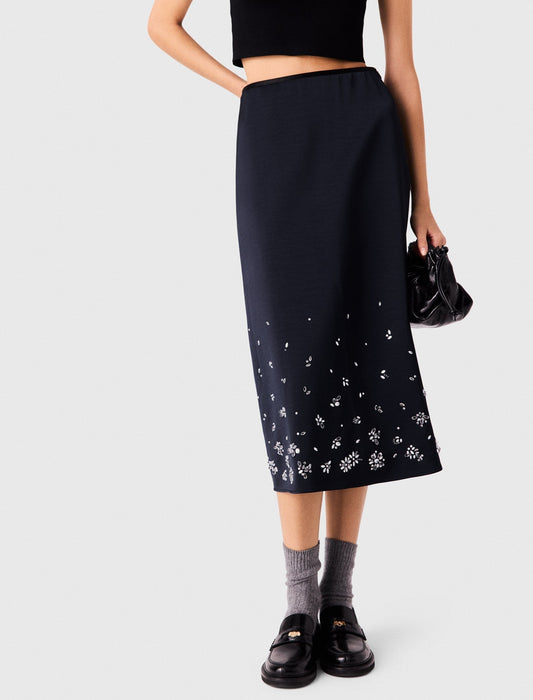 Maje Woven Skirt Navy