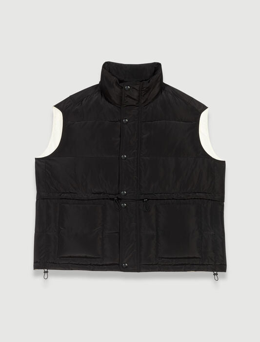 Black/Ecru-2-in-1 sleeveless down jacket