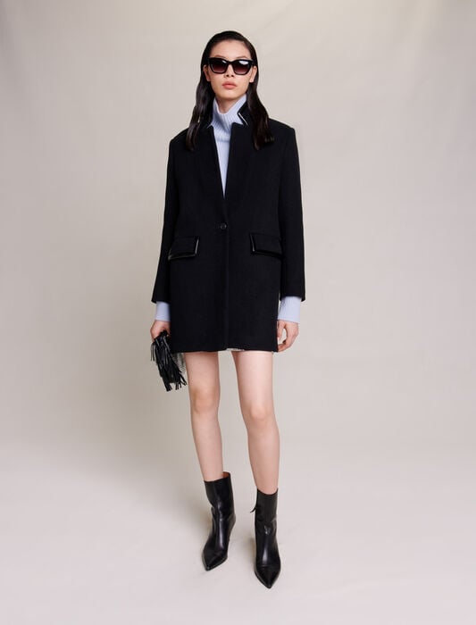 Black-featured-mid-length coat