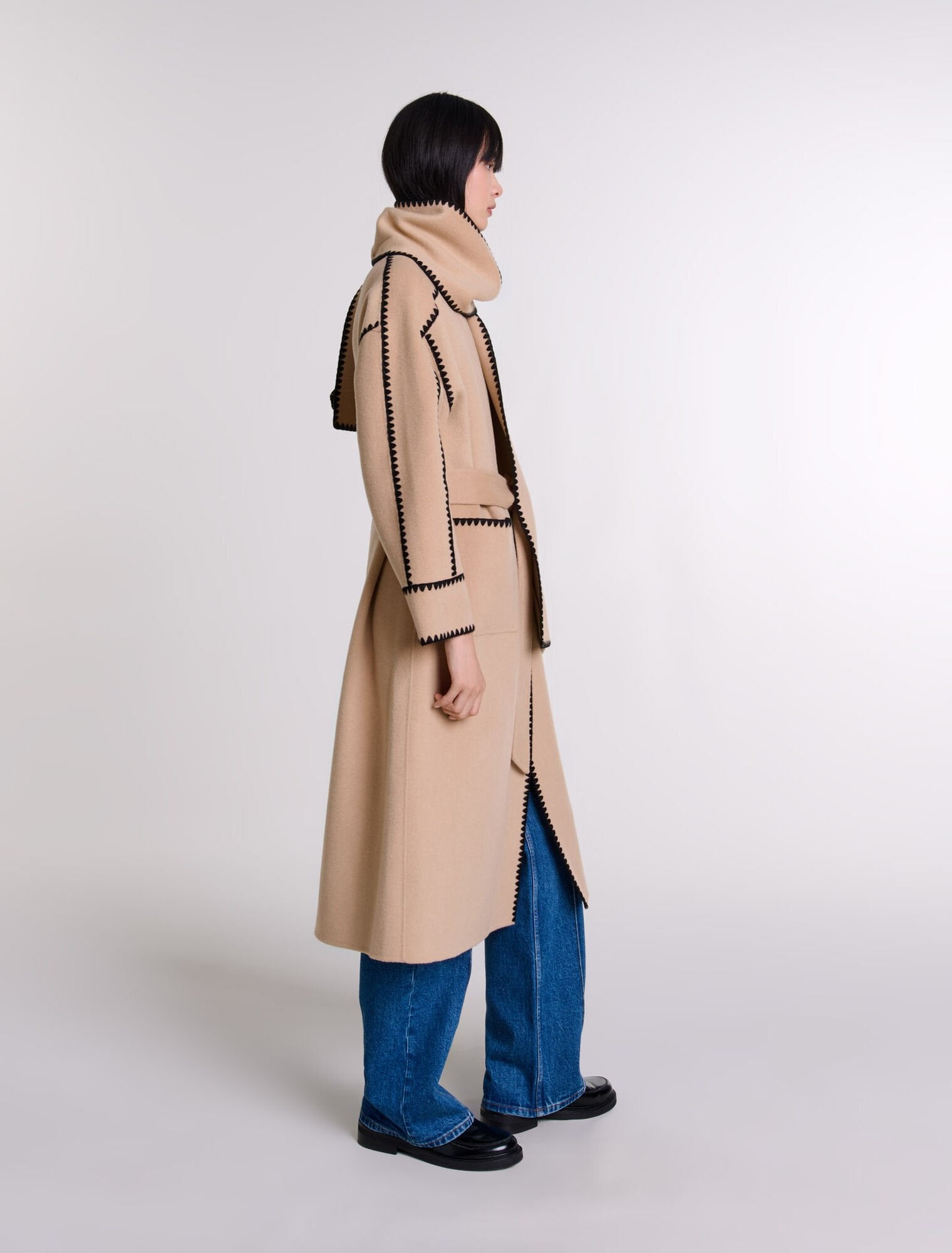 Coat with removable scarf