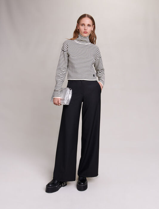 Black-featured-flared trousers