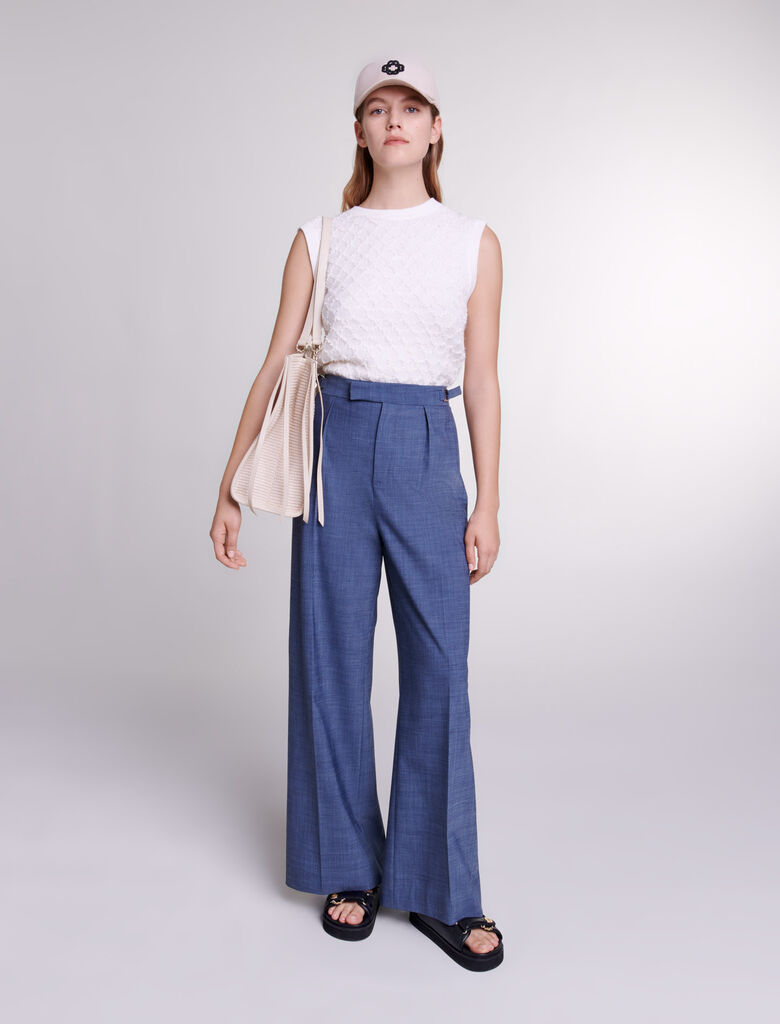 Petrol Blue featured Wide-leg trousers