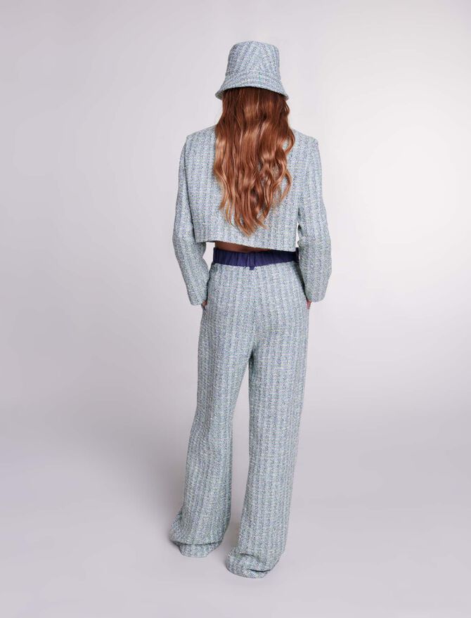 Multi-Coloured Wide-leg tweed trousers
