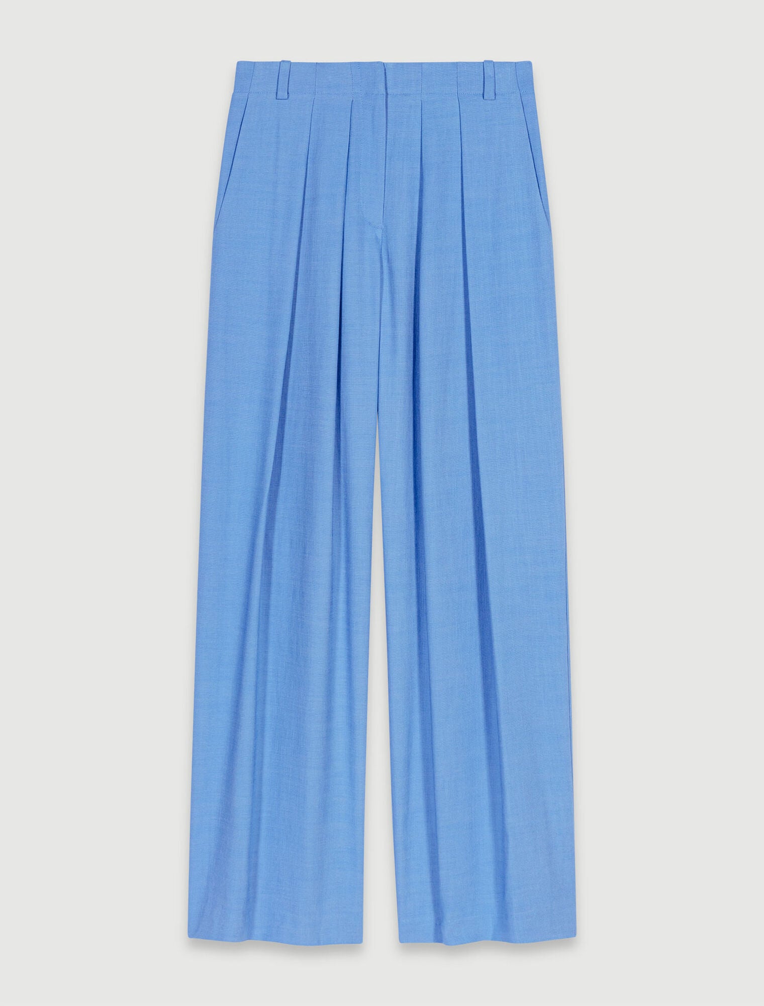 Blue-Wide-leg suit trousers with pleats