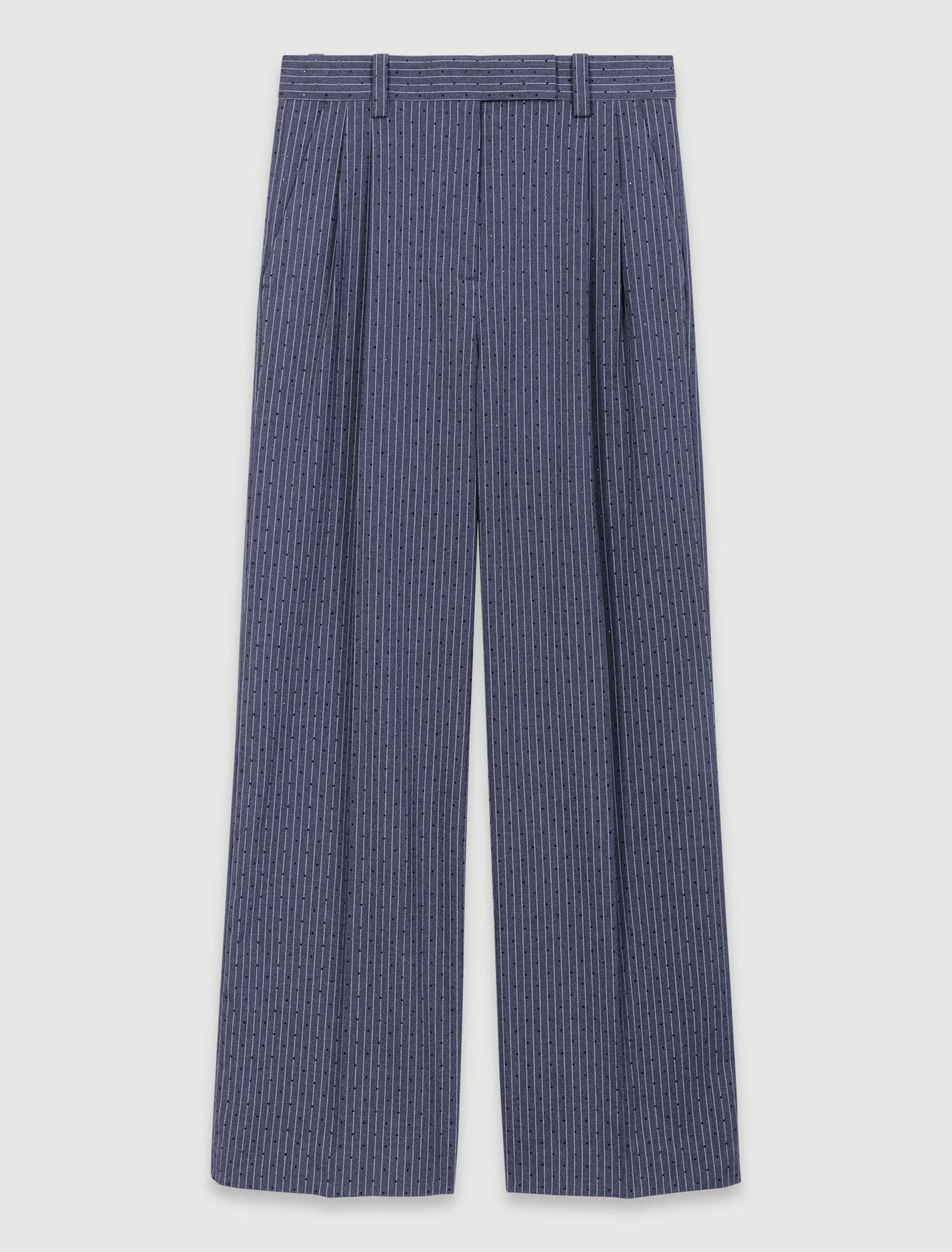 Grey Rhinestone Tennis Stripe-Rhinestone suit trousers