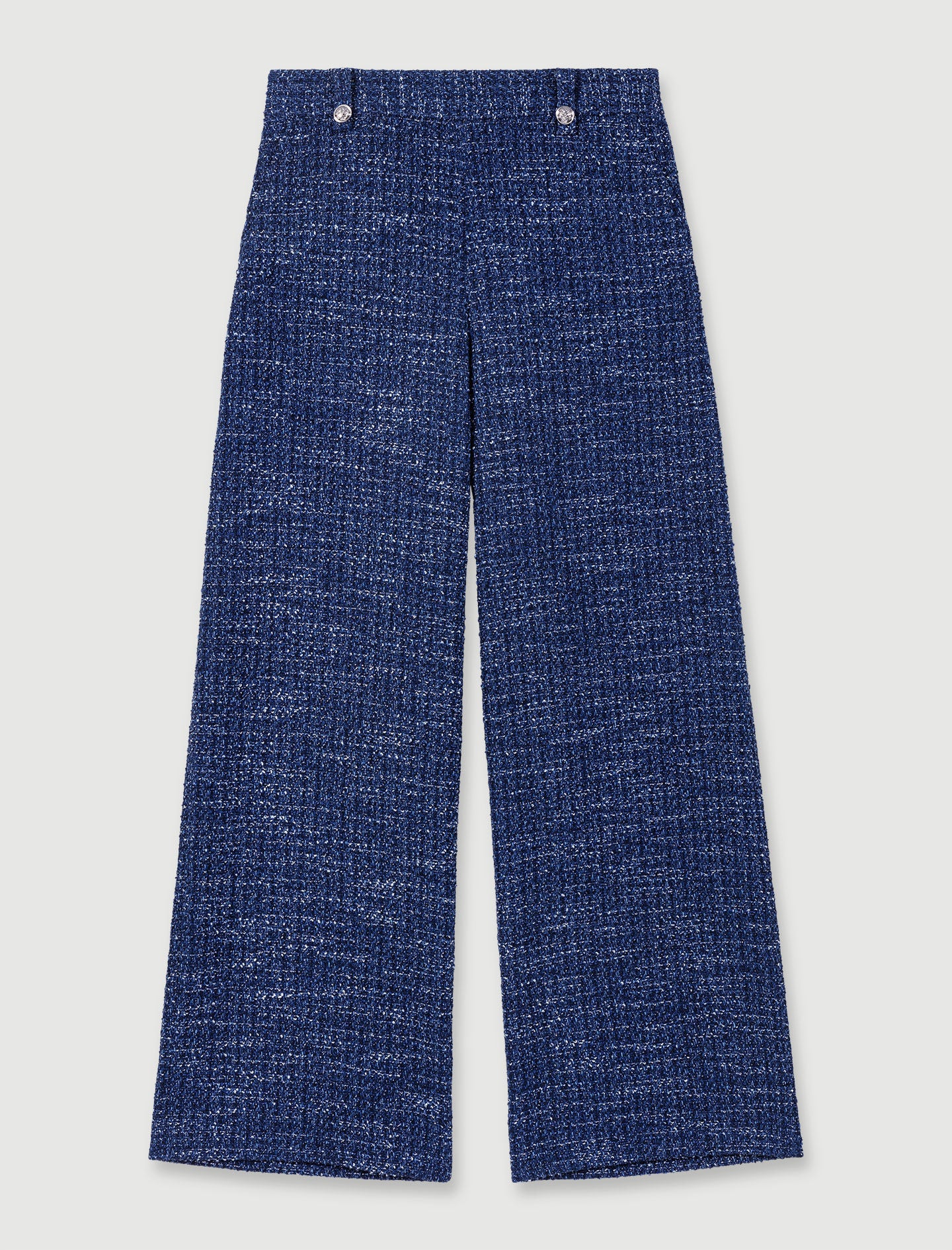 Blue Wide-leg tweed trousers