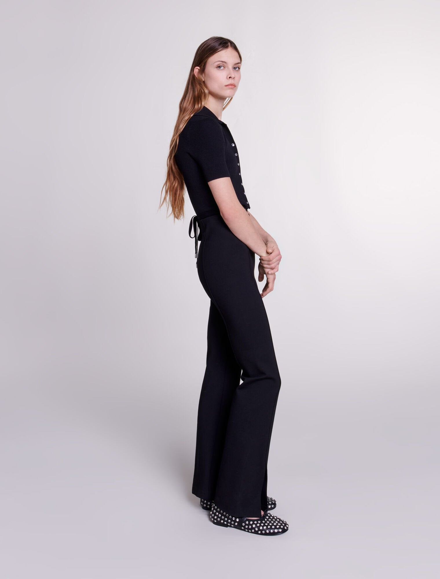 Black-Slit trousers