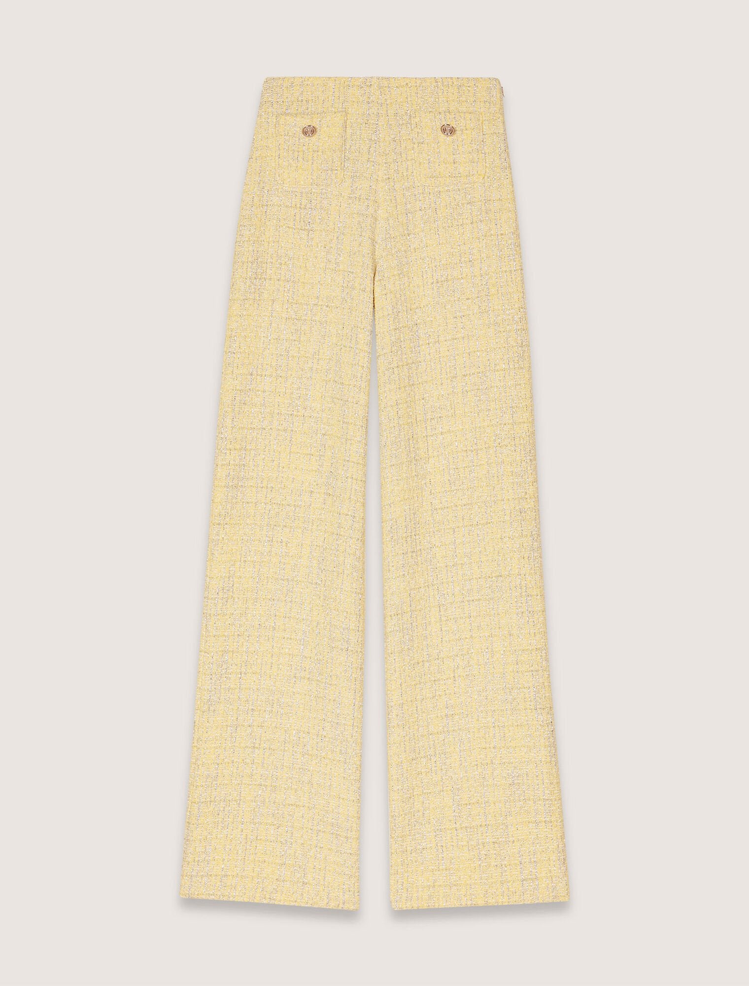 Yellow-Straight-leg tweed/lurex trousers