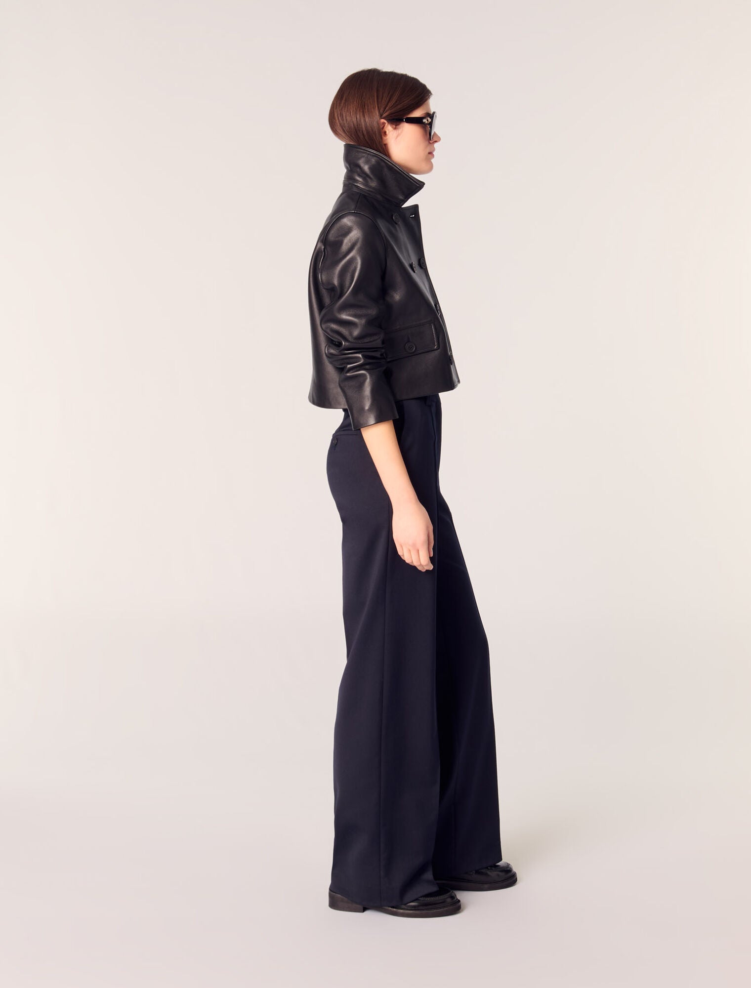 Navy-Suit trousers with pintucks