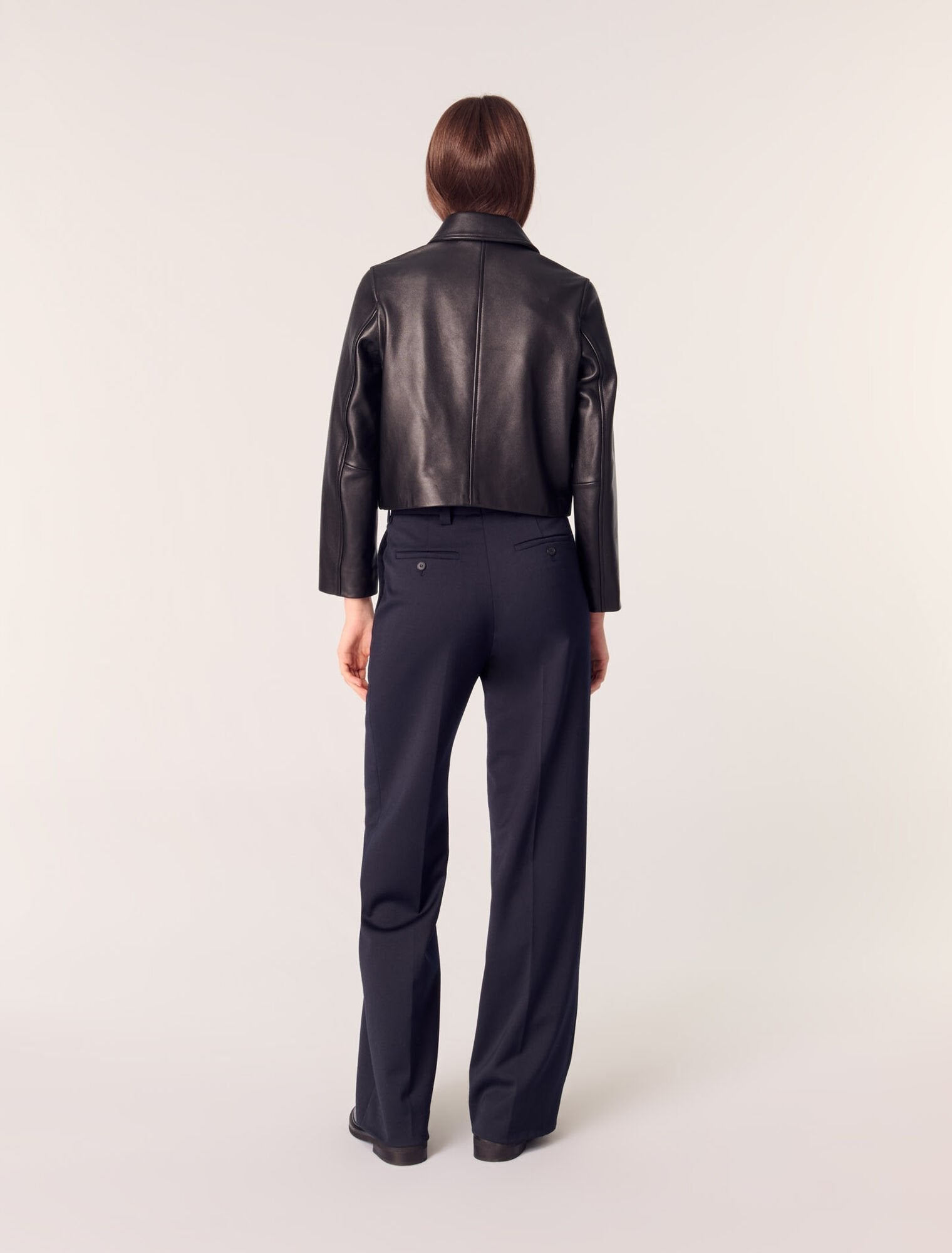 Navy-Suit trousers with pintucks