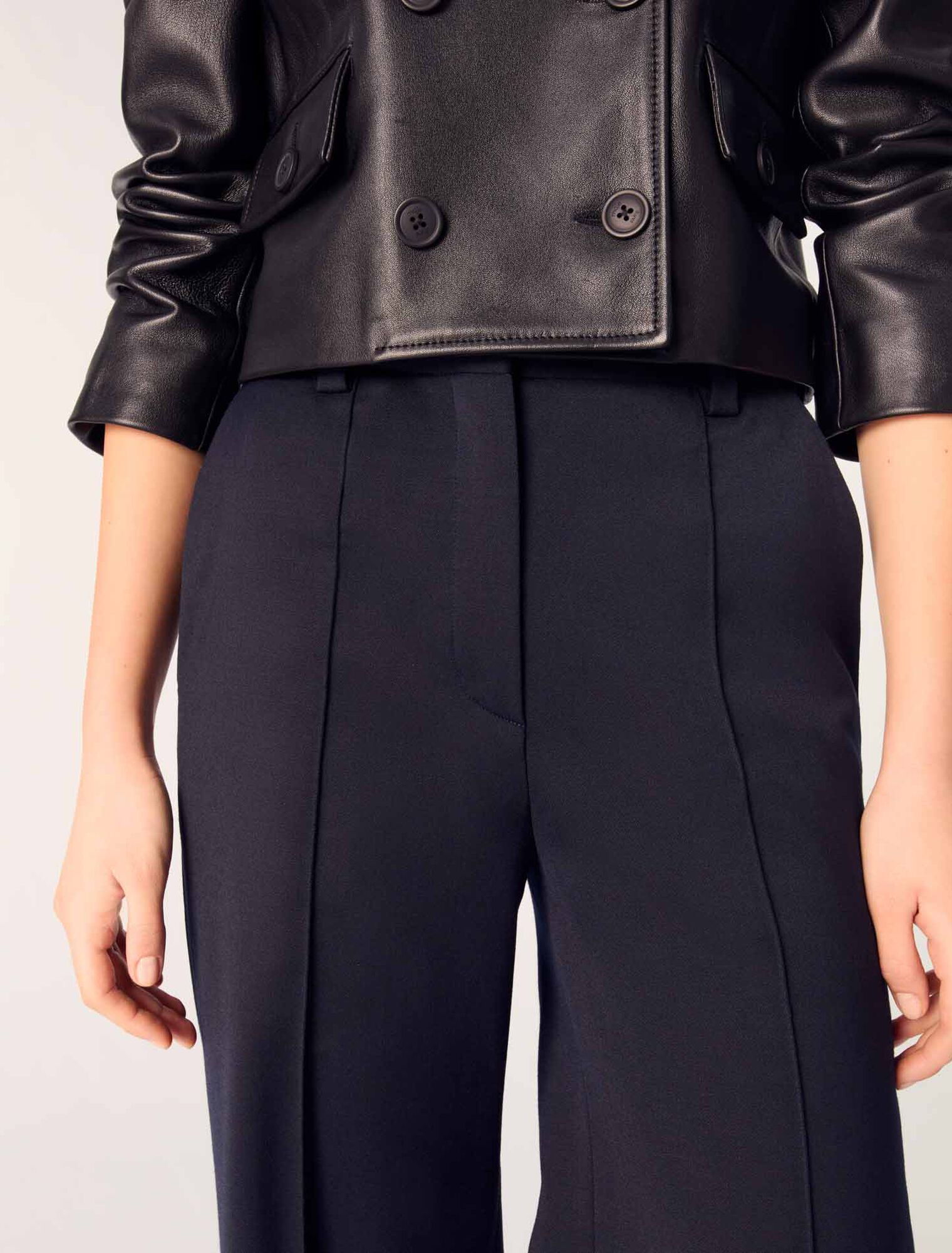 Navy-Suit trousers with pintucks