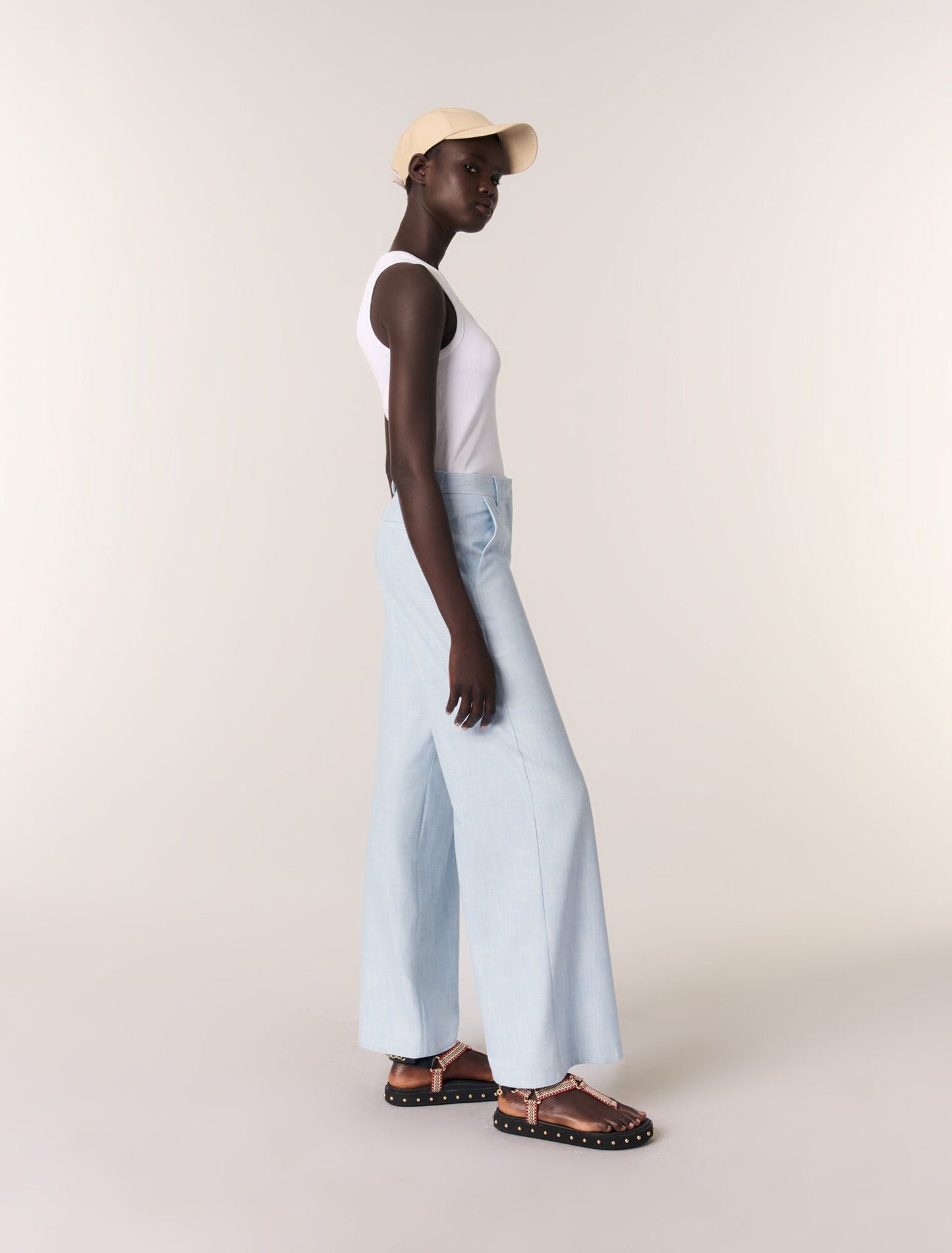 Blue Wide-leg suit trousers