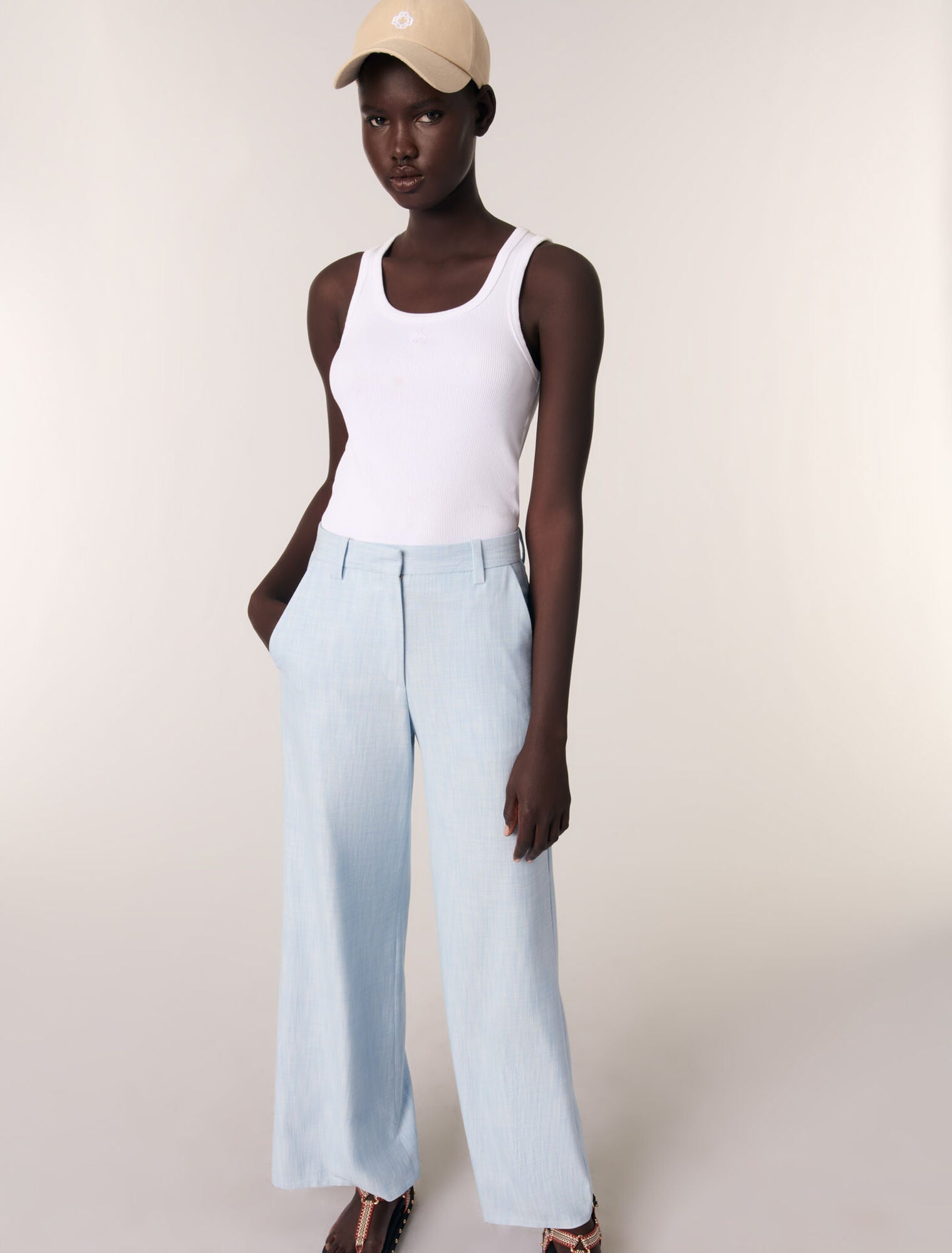 Blue Wide-leg suit trousers