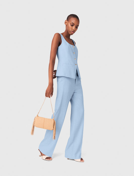 Suit Trousers With Pleats Blue Sky