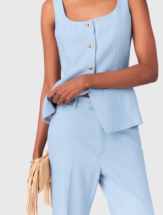 Suit Trousers With Pleats Blue Sky