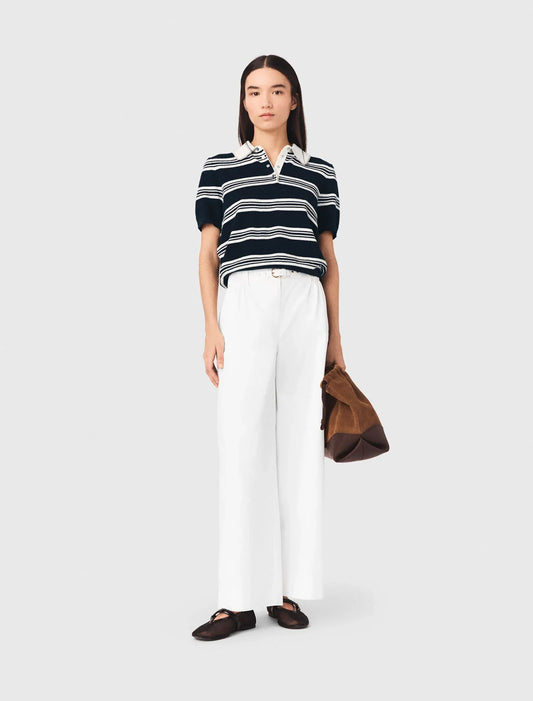 Wide-Leg Cotton Trousers White