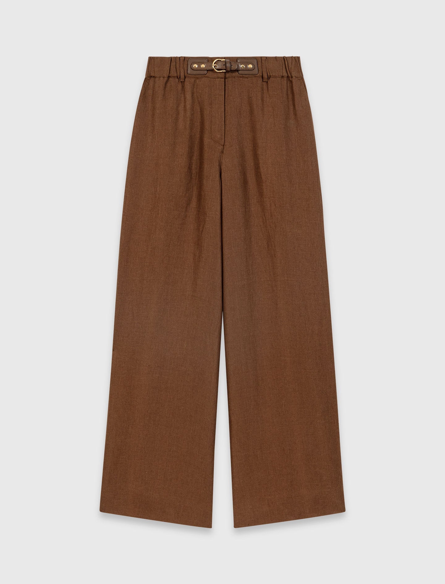 Linen-Blend Trousers Brown