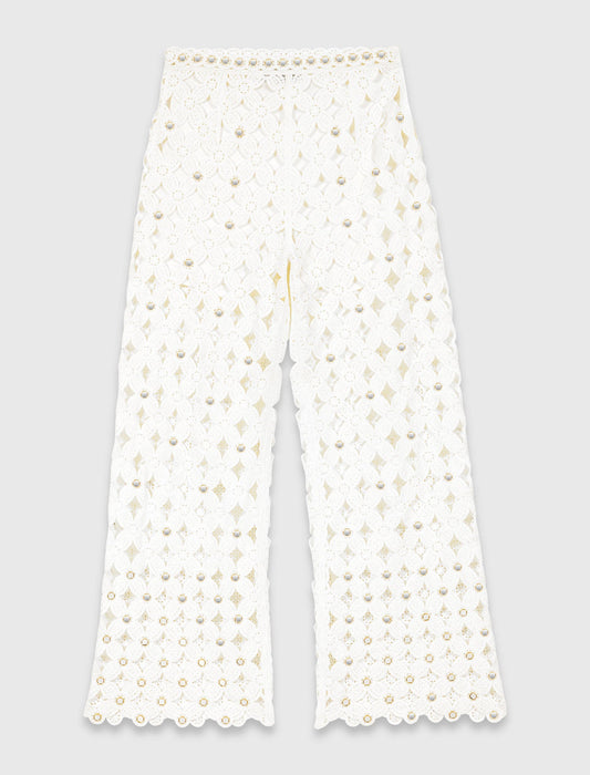 Crochet Trousers With Mirrors White