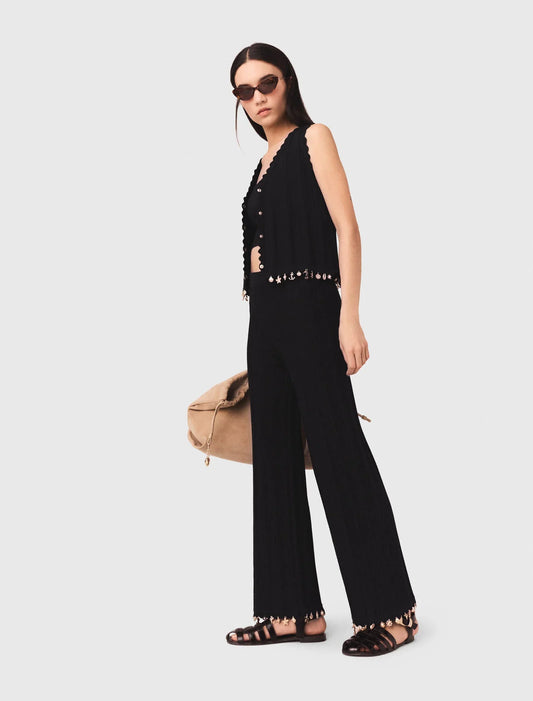 Jewelled Knit Trousers Black