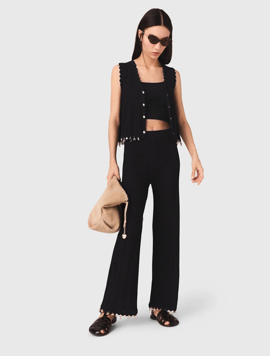 Jewelled Knit Trousers Black