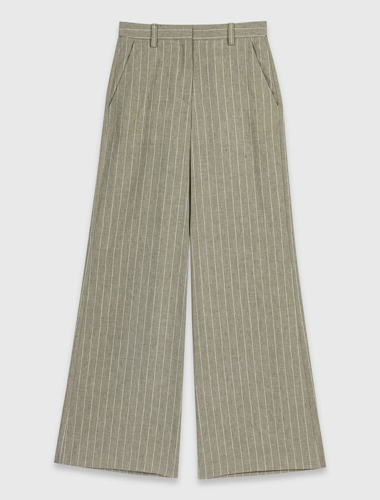 Linen-Blend Suit Trousers Khaki