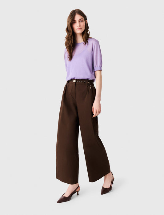 Wide-leg cotton trousers Brown