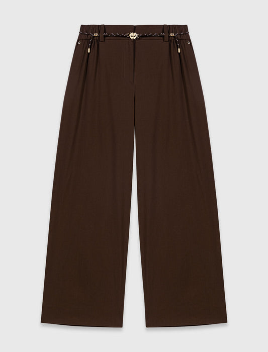 Wide-leg cotton trousers Brown