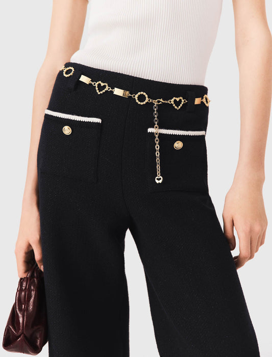 Lurex tweed trousers Black